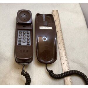 Vintage Dark Brown Comdial Tone Generator Corded Wall Phone